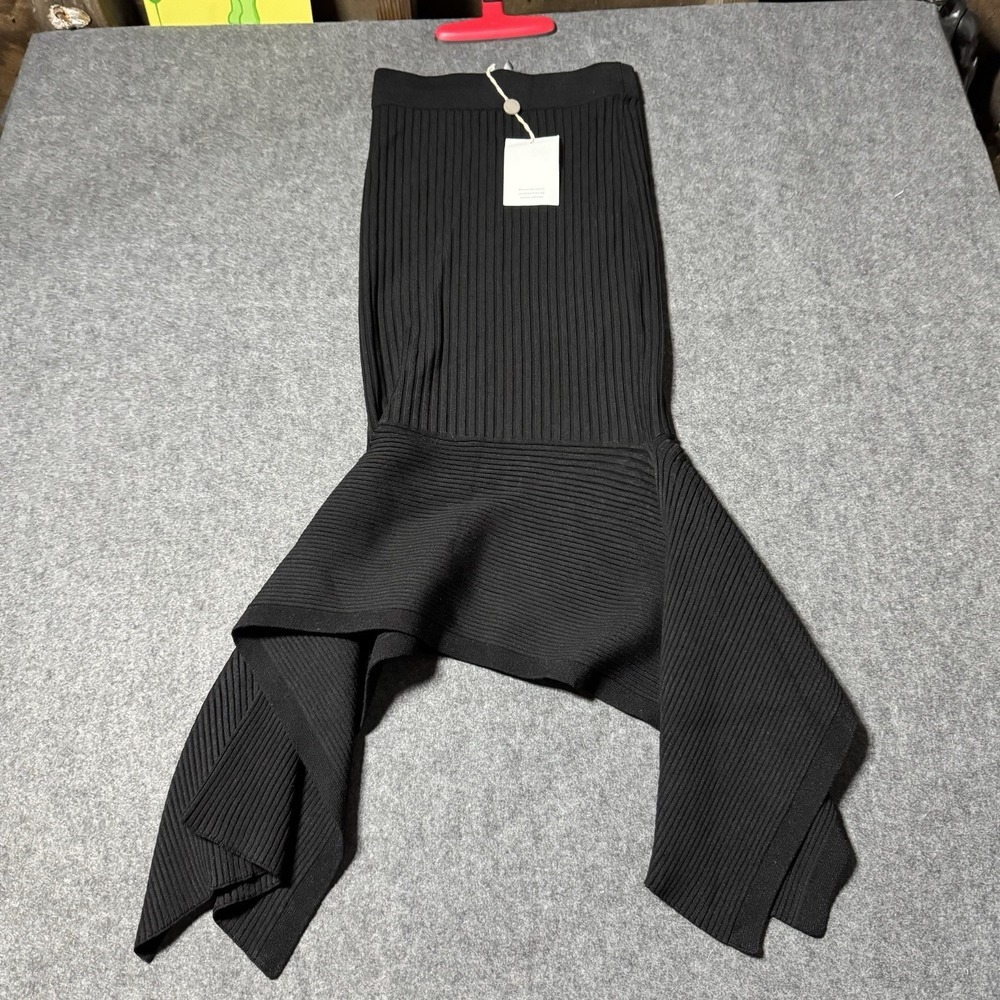 Cushnie‎ et Ochs Skirt XS Knit Black Ribbed Fit Flare Pull-On Stretch Long City